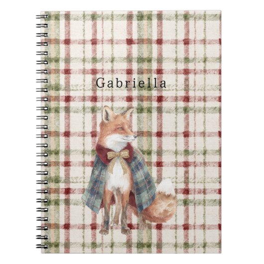 Green Red Cream Stripes Fox Notitieboek (Voorkant)
