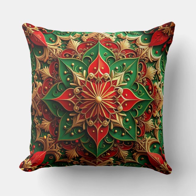Green Red Decorative Christmas Throw Pillow Kussen (Voorkant)