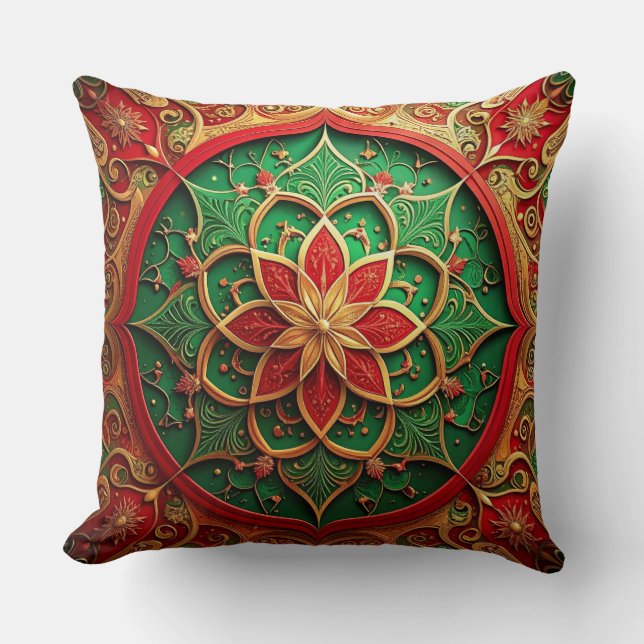 Green Red Decorative Christmas Throw Pillow Kussen (Voorkant)