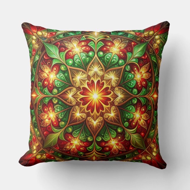 Green Red Decorative Christmas Throw Pillow Kussen (Voorkant)
