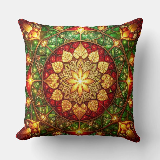 Green Red Decorative Christmas Throw Pillow Kussen (Voorkant)