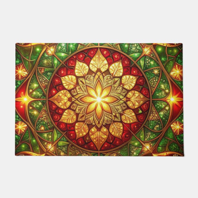 Green Red Decorative Holiday Doormat Deurmat (Voorkant)