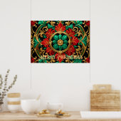 Green Red Decorative Holiday Poster (Keuken)