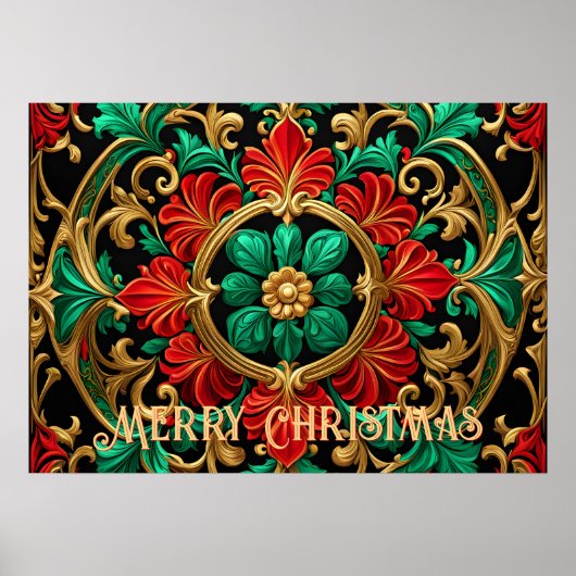 Green Red Decorative Holiday Poster (Voorkant)