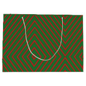 Green & Red Diagonal Lines Gift Bag Groot Cadeauzakje (Achterkant)