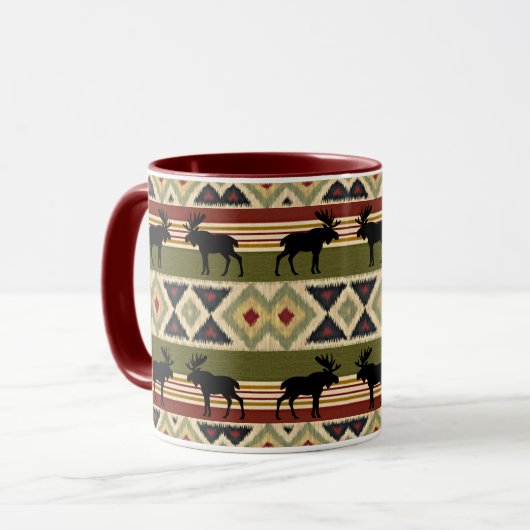 Green Red Ivory Ochre Ethnic Kijk Mok (Voorkant links)