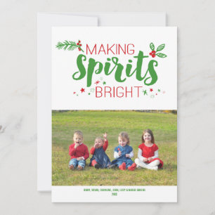 Green & Red Making Spirits Bright 2015 Vakantie Feestdagenkaart