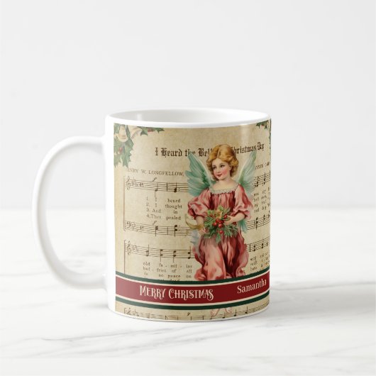 Green Red Merry Christmas Mug Angel Keepsake Gift Koffiemok (Links)
