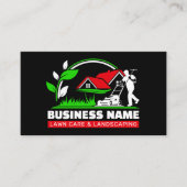 Green Red Modern Lawn Care Landscaping Visitekaartje (Voorkant)