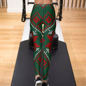 Green Red Pattern Ultra Soft Womens Christmas Gift Leggings