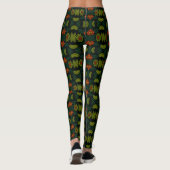 Green & Red PatternedFloral Mosaic Women's Legging (Dos)