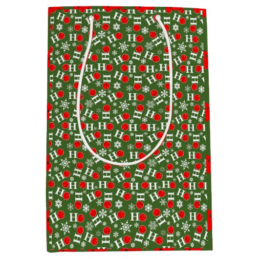 Green Red Pickleball Kerstmis Ho Ho Snowflake Medium Cadeauzakje (Voorkant)