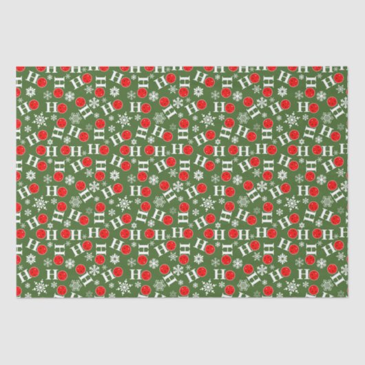 Green Red Pickleball Kerstmis Ho Ho Snowflake Tissuepapier (Voorkant)