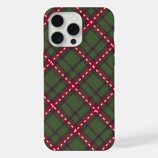 Green & Red Plaid Cozy Christmas Festive iPhone Hoesje (Achterkant)