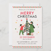 Green Red Simple Joyeux Noël Invitation (Devant)