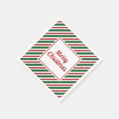 Green Red Stripes Pattern Merry Kerstmis Napkins Servet (Hoek)
