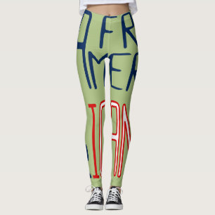 Green Red White Blue Black Women African American Leggings