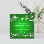 Green Red White Holly Invitation de vacances (Debout devant)
