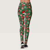 Green Red White Joyeux Joyeux Leggings de Noël (Dos)