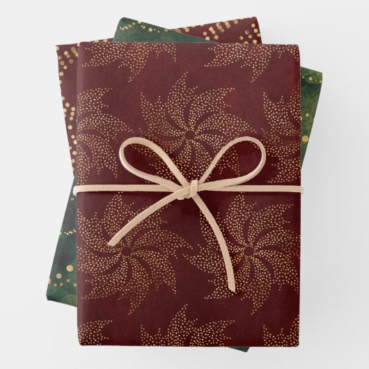 Green & Red Xmas Designs2 Inpakpapier Vel (In situ)