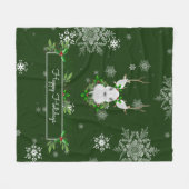 Green Reindeer Fleece Blanket (Voorkant (Horizontaal))