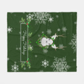 Green Reindeer Fleece Blanket Deken (Voorkant (Horizontaal))