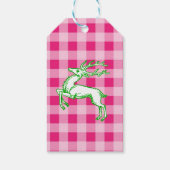 Green Reindeer Pink Gingham Cadeaulabel (Achterkant)