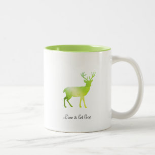 Green Reindeer Silhouette & Calligraphy Tweekleurige Koffiemok