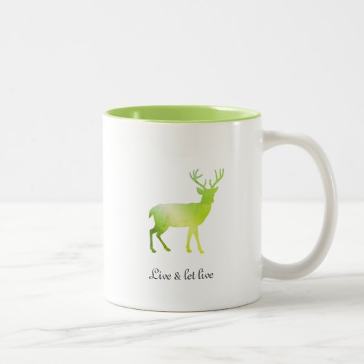 Green Reindeer Silhouette & Calligraphy Tweekleurige Koffiemok (Rechts)