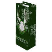 Green Reindeine Gift Bag Wijn Cadeautas (Voorkant Gekanteld)