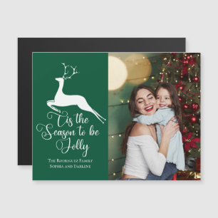 Green Reindeter kerstfoto Tis Season Magnet