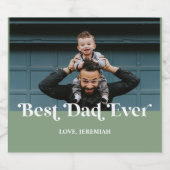 Green Retro Best Dad ever Custom Afbeelding Bier Etiket (Enkel label)