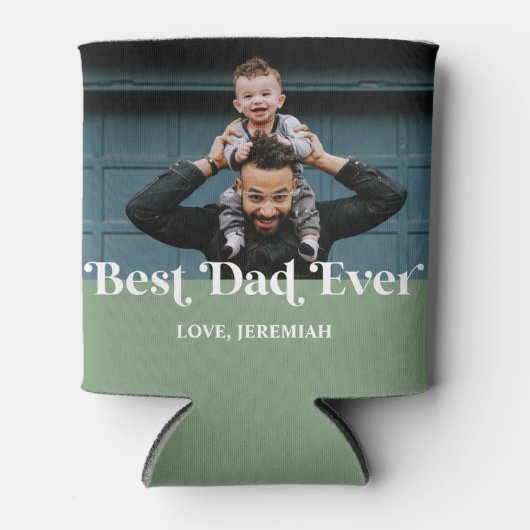 Green Retro Best Dad ever Custom Afbeelding Blikjeskoeler (Voorkant)