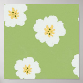 Green Retro Botanical Wildflower Poster