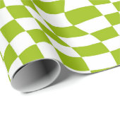 Green Retro Checkered Wave Warp Art Cadeaupapier (Rol Hoek)