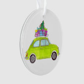 Green Retro Fiat 500 avec Aquarelle Cadeaux (devant)
