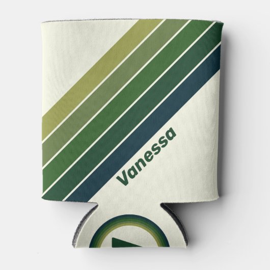 Green Retro five Stripes with Name Blikjeskoeler (Voorkant)