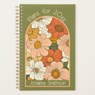 Green Retro Orange Groove Floral Petit Planificate