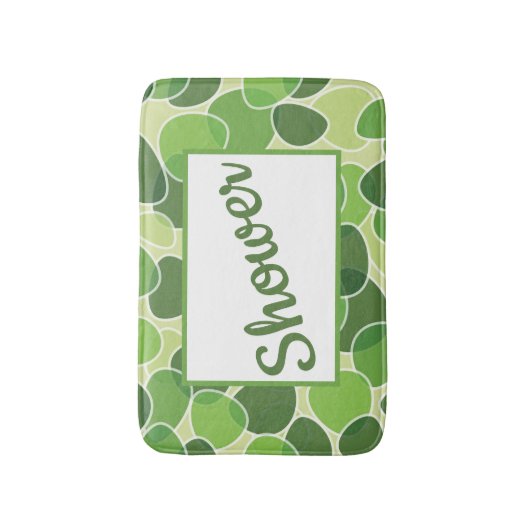 Green Retro-Style Ovals Customizable Badmat (Voorkant Verticaal)