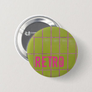 Green Retro Tile 80s 70s 60s  achtergrond Ronde Button 5,7 Cm