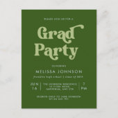 Green Retro Type Grad Party Invitation (Devant)