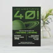 Green Retrowave 40th Birthday Party Invitation (Debout devant)