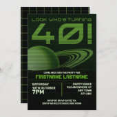 Green Retrowave 40th Birthday Party Invitation (Devant / Derrière)