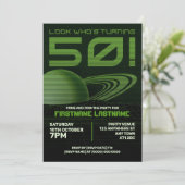 Green Retrowave 50th Birthday Party Invitation (Debout devant)