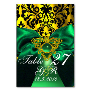 GREEN RIBBON GOLD CELTIC HEART DAMASK MONOGRAM KAART