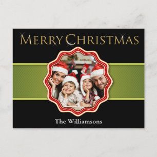 Green Ribbon Kerstmis Foto Holiday Briefkaart
