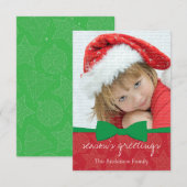 Green Ribbon Noël Carte photo (Devant / Derrière)