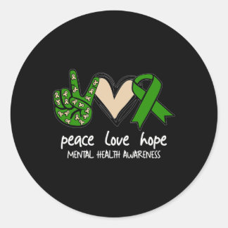 Green Ribbon Peace Love Hope Mental Health Awarene Ronde Sticker