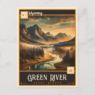 Green River, Wyoming Antiek Briefkaart