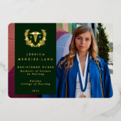 Green RN Caduceus Gradueus Photo Faire-part (Recto)